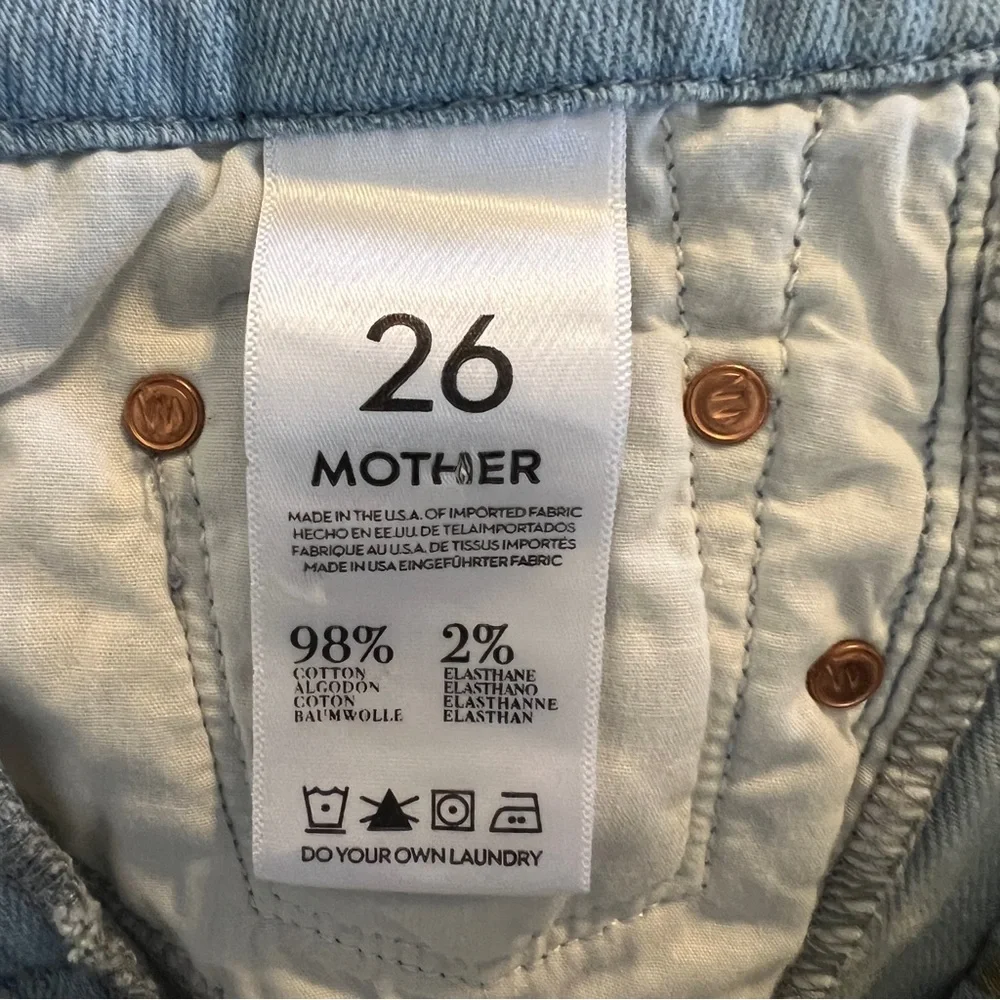 Mother The Looker Gold Rush Baby Gold Stencil  Light Blue Jean Women’s size 26 - Picture 8 of 15